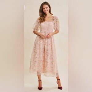 Pinkblush Lace Floral Dress in Pink and Cream